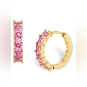 KURT GEIGER 
Color Crystal Huggie Hoop Earrings - Fuchsia